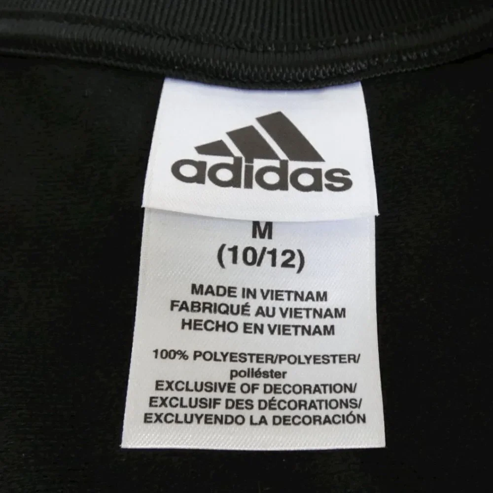 adidas Kids 3 Stripe Track Jacket M 10/12 Black Soccer Cheer Athletic Zip